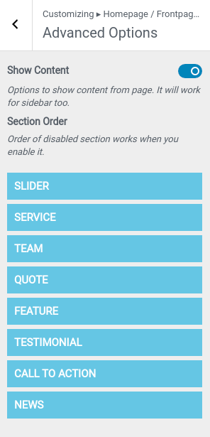 Advanced Option - Section order